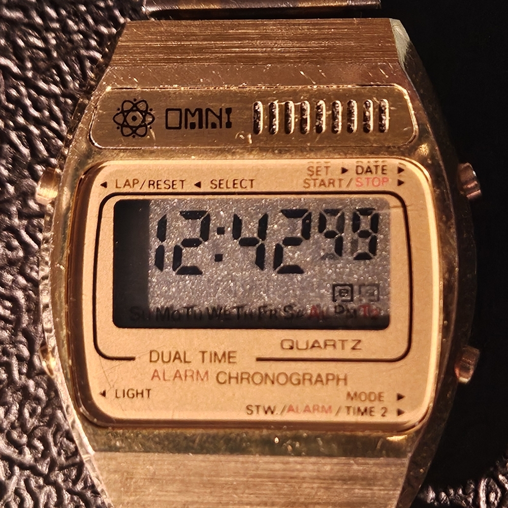 Rare OMNI Gold Digital Watch WORKS GREAT
